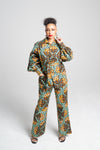 African Print Set in Runako (Beauty) | Bishop Sleeve Top & Bootleg Pants | Akanaka Collection