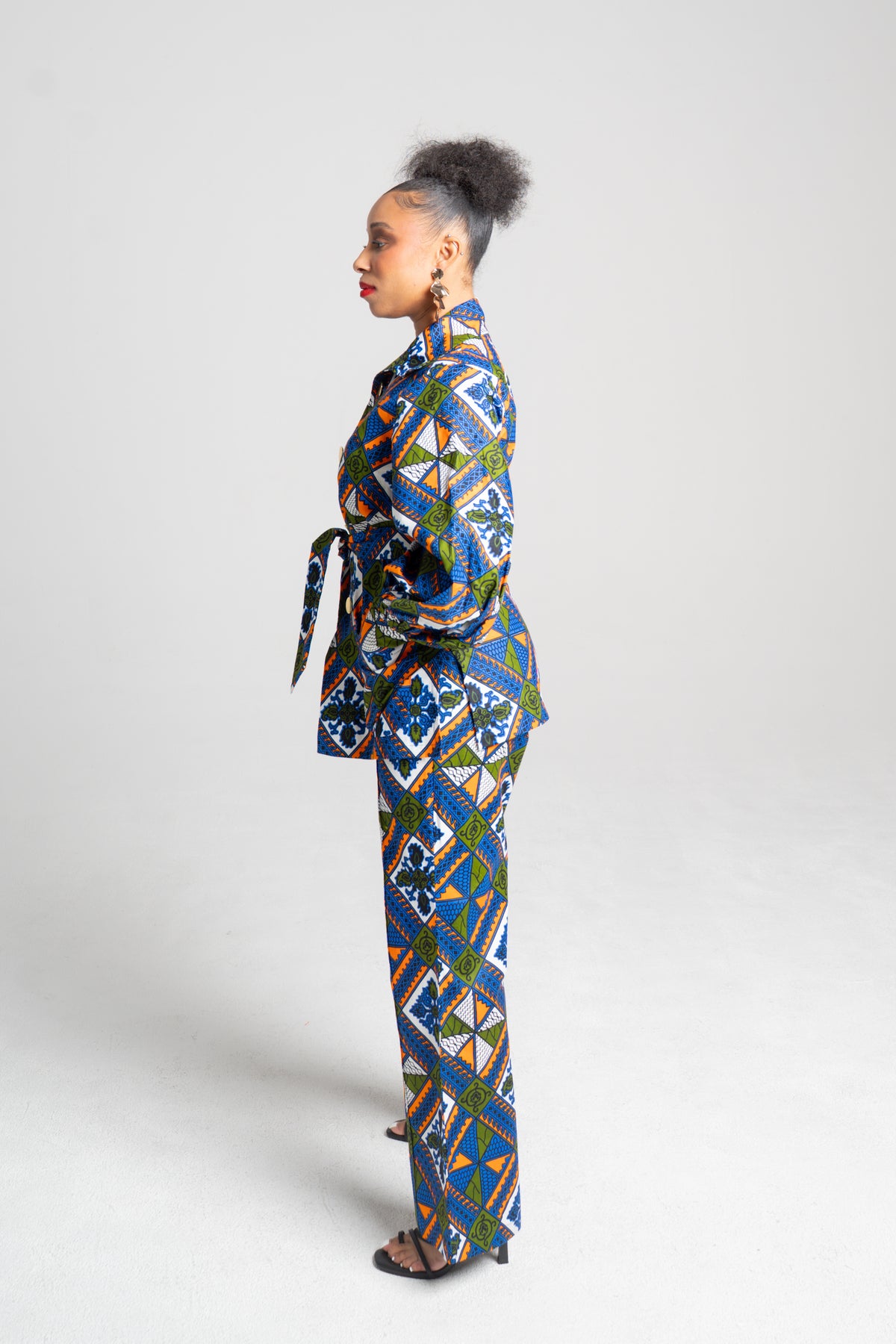 African Print Set in Ruzhowa (Strength/Boundary) | Bishop Sleeve Top & Bootleg Pants | Akanaka Collection