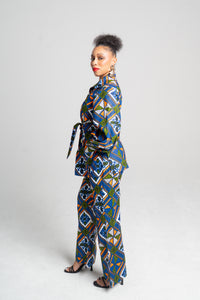 African Print Set in Ruzhowa (Strength/Boundary) | Bishop Sleeve Top & Bootleg Pants | Akanaka Collection