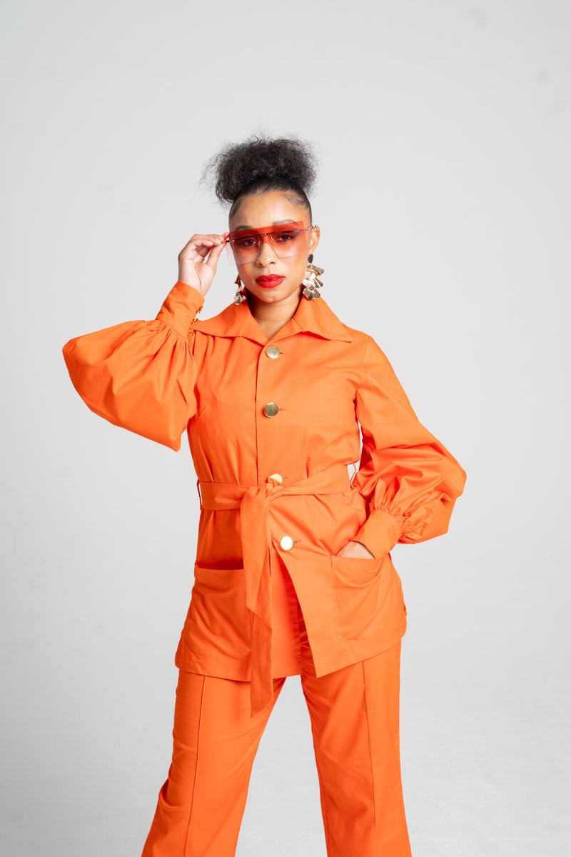 African Print Set in Ruvheneko (Light/Illumination) | Bishop Sleeve Top & Bootleg Pants | Akanaka Collection