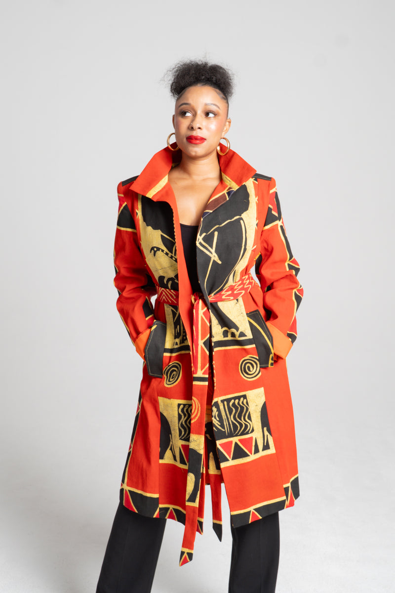 Ruyevo Hand-Painted Batik Jacket | Artisan Zimbabwean Wildlife Artwear | Unique 100% Cotton Outerwear