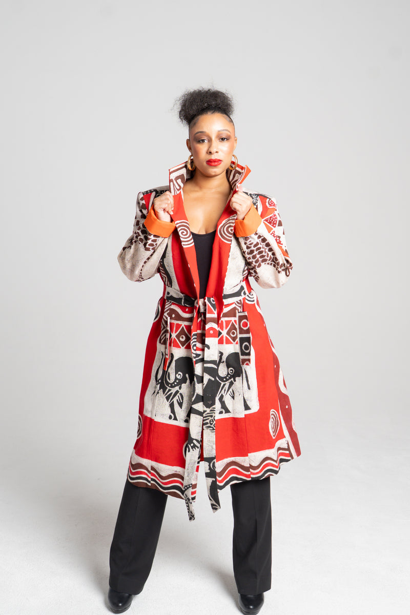 Ruyevo Hand-Painted Batik Jacket | Artisan Zimbabwean Wildlife Artwear | Unique 100% Cotton Outerwear