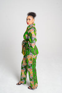 African Print Set in Ruvimbo (Hope) | Bishop Sleeve Top & Bootleg Pants | Akanaka Collection
