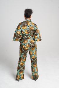 African Print Set in Runako (Beauty) | Bishop Sleeve Top & Bootleg Pants | Akanaka Collection